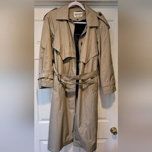 Women's Charles Klein Tan Full Length Trench Coat with Body Warmer Size 10P EUC!